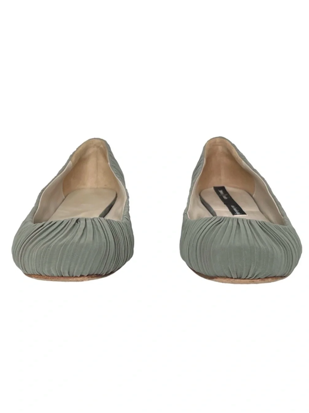 Dusica Sacks Pleated Ballet Flats Gray Sculpted Heel Italy 40